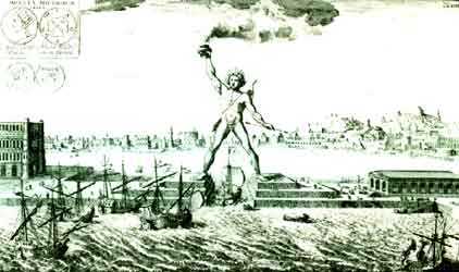 За неимением изображения Александрийского маяка ставлю Колосса Родосского, сооружение той же эпохи и одно из Семи чудес света, как и Маяк А.